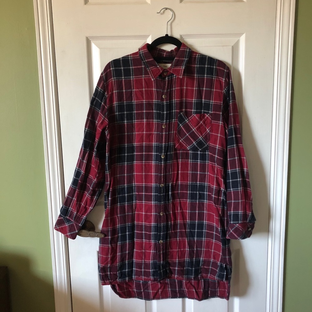 Aritzia TNA plaid flannel shirt dress (M)
